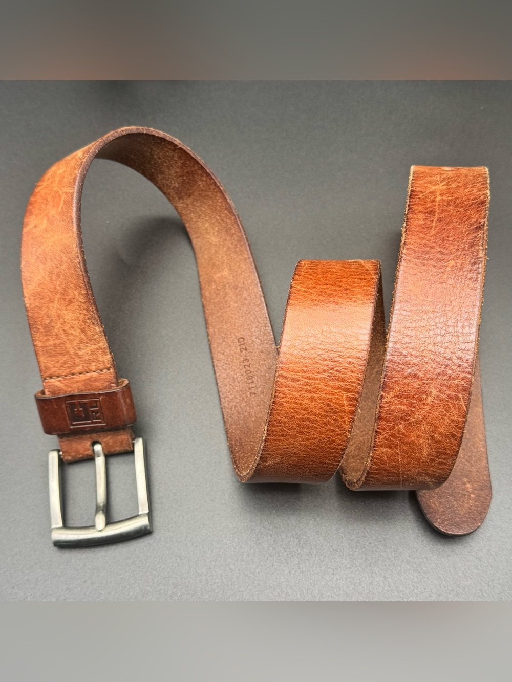 Chaps Brown Leather Belt with Silver Buckle